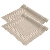 Komfortec Badvorleger Set 2 Teilig, Frottee Duschvorleger, Waschbar Duschmatte & Badteppich, 600 g/m² &100% Baumwolle, Saugfähig & Schnelltrocknend, 50 x 70 cm, Beige