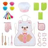 LIHAO 26 x Kochset Kinder Backset süßes Küchenspielzeug Set Zubehör Schürze mit Kochmütze Topfhandschuhe Topflappen Ausstechform als Kinderküche Geschenk