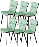 HAVMAK Moderne Küche Esszimmer Stühle Set Küche Esszimmerstühle 6er Set, Leder Küche Schlafzimmer Heiratsraum Balkon Sofa Stuhl Karbonstahl Bein Schminktisch Schminkstuhl (Farbe: Grün)