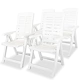 Ksodgun Garten-Liegestühle 4 STK. Sonnenliege Sonnenstuhl Klappstuhl Wetterfest Hochlehner Relax Liege Deckchair Kunststoff Weiß