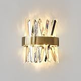 Modern Wandlampe Kristall Gold Wandleuchte Innen LED Schlafzimmer Nachttischlampe Wohnzimmer Beleuchtung Deko Licht Flurlampe Treppenlichter Warmweiß 3000K Für Esszimmer Hotel Küche