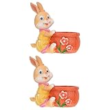 Homoyoyo 2 Stück Tiertopf Hase Desktop-Ornament Sukkulententopf Niedlicher Kaninchen-Pflanztopf Mit Abflussschale Miniture-Dekoration Schreibtischdekoration Topfpflanzenständer Blumentopf