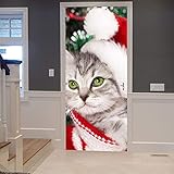 Türposter - 3D Türaufkleber Selbstklebend Diy Türbild,Türfolie,Türtapete Fototapete, Süße Tierkatze 88 X 200 Cm Kunst Tür Wandbilder,Für Tür,Wohnzimmer,Schlafzimmer,Küche Und Bad - Tür Fotos