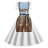 Generisch Midi Dirndlkleid Für Oktoberfest Frauen Oktoberfest Kostüm Cosplay Maid Outfit Halloween Damen Dirndl Schwarz Festival Frauenkleid Damen Trachtenkleid Trachtenrock Dirndl Kleid Kurz