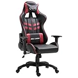 YUMENG Gaming-Stuhl, Bürostuhl, Gaming Chair, Gaming Sessel, Schreibtisch Stuhl, Drehsessel, Weinrot Kunstleder