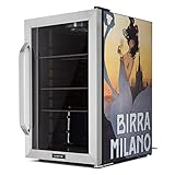 Klarstein Kühlschrank 70L, Kleiner Kühlschrank mit Herausnehmbaren Ablagen, Leiser Mini Kühlschrank mit Glastür & LED, Getränkekühlschrank Klein, Outdoor Geeignet, Biersafe für Flaschen, 0-10°C