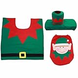 XZincer Startseite Weihnachtsdekoration Weihnachtsstimmung Grüne Toilettensitze Teppich Badezimmer Sets Weihnachtsstimmung Fußmatten Dekorationen Badezimmer Garnitur (Green, One Size)