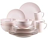 MÄSER 931545 Ossia Geschirr-Set für 4 Personen im mediterranen Vintage-Look, 16-teiliges Kombiservice in Rosa, Keramik