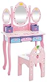 CLP Kinder Schminktisch Emilia I Frisiertisch mit Hocker I Schminkkommode mit Spiegel, Farbe:pink