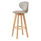 LXHLHWXF Barhocker Aus Holz, 360° Drehbare Küche Esszimmerstuhl, Ergonomisches Liegen Tresenhocker, Mit Fußstütze, PU-Hockeroberfläche, Sitzhöhe 53/63/73/83cm Barstuhl(Size:63cm,Color:grau)