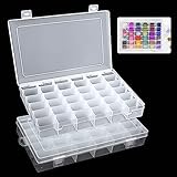 DONL 2 Stück 36 Fächern Aufbewahrungsbox Einstellbar Fächer Plastik Sortierbox Perlenkiste Facherbox Werkzeugcontainer Leer Sortimentsboxen Transparent für die Schmuck Perlen und andere Mini Waren