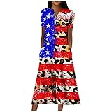 Topassion Kleider Damen Sommer, Mode Drucken Cocktailkleid Damen Elegant Passform Damen Sommerkleid Strandkleider Damenkleider Festlich Vintage Clothes Summer Dress for WomenBallkleid Dark Blue XL