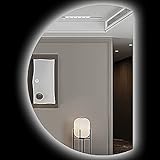 NEVKA Halbkreis-Badezimmerspiegel LED-Wandspiegel, Antibeschlag-Kosmetikspiegel, weißes Licht/warmes Licht, dimmbarer Spiegel mit Hintergrundbeleuchtung und Berührungsschalter (Color : Left, Size