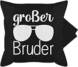 Shirtracer Kissenbezug - Großer Bruder - Kissen - Großer Bruder mit Sonnenbrille - 50 x 50 cm - Schwarz - GURLI Kissenhülle