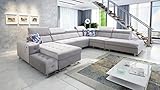 all4all Ecksofa mit Schlaffunktion Hugo X Big XXL Sofa Wohnlandschaft U-Form mit Bettkasten Gewebe Gesteppt Seite Links Rechts Modern 26 (auf Kundenwunsch, Seite Links)