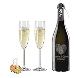 LEONARDO 2 Sektgläser mit Prosecco und Gravur Fingerprints Sekt-Glas graviert Hochzeit Geschenkidee Sektglas-Set graviert
