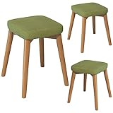 Quadratischer Niedriger Hocker, Quadratischer Stapelbarer Holzstuhl, Abnehmbarer Waschbarer Sitzbezug, Schreibtisch Zuhause Schlafzimmer Ankleidehocker(Color:3 Pcs)