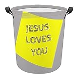 Klappbarer wäschekorb,Schriftart Jesus liebt Sie Musterdruck, wasserdichte Aufbewahrungstasche Kleideraufbewahrung Oxford Tuch Reisewäsche Karikatur