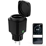 Mycket Outdoor Socket WLAN Smart Steckdosen 2.4GHz WiFi Stecker misst Stromverbrauch Gartensteckdose Außensteckdose Smart Plug mit Zeitschaltuhr Sprachsteuerung Kompatibel Alexa/Google Home