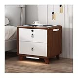 Intelligenter Nachttisch mit Ladestation und USB-Buchse, Aufbewahrungsschrank, Nachttisch mit Fingerabdruck-Entriegelung, LED-Leuchten, Nachttischmöbel für Schlafzimmer (40 x 45 x 50 cm) (Farbe: E)