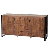 Sideboard HWC-A27, Kommode Schrank, 3D-Struktur 2 Staufächer 80x160x40cm MVG-Zertifiziert MDF Metall - Wildeiche-Optik