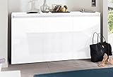 Dmora Modernes Sideboard, Design-Sideboard mit 3 Türen, Made in Italy, TV-Ständer, Wohnzimmerbuffet, cm 150x40h81, glänzend weiße Farbe