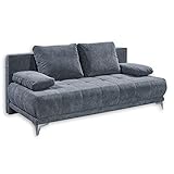 JENNY Bequemes Schlafsofa mit Bettkasten, Stoffbezug Anthrazit - Klappbares Sofa mit Schlaffunktion & dekorativer Steppung - 203 x 86 x 101 cm (B/H/T)