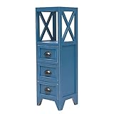 Retro-Nachttisch aus massivem Holz, Blauer Aufbewahrungsschrank, mehrschichtiger Rissschrank aus Holz, Balkon-Finish, Schrank, Schublade, Kommode, Schlafzimmer, Eckschrank