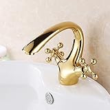 Vintage Waschbecken Wasserhahn Badezimmer, Doppelkreuzgriff Mischbatterie Waschbecken Wasserhahn, Messing Badezimmer Wasserhahn, Warm- und Kaltwaschbecken Mischbatterie Wasserhahn, Badezimmer Wasserha