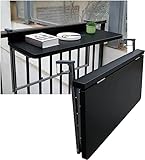 便利100 Balkonhängetisch Balkongeländer-Klapptisch aus schwarzer Aluminiumlegierung, Mini Fold-Hängetisch for Gartenterrassendeck, multifunktionaler Couchtisch