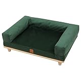 NYVI Hundesofa NYVIPet Sonya 66x50 cm Flaschengrün - Holzkonstruktion, Abnehmbarer & Waschbarer Bezug - Hundebett Hundecouch Für Kleine & Mittlere Hunde - Höchster Liegekomfort, Oeko-TEX