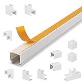 Lion Electric Kabelkanal Weiss Selbstklebend 25x16mm | 4x1m mit Verbindungsstücke - Kabelführung zum Verstecken von Kabel - Kabelkanäle mit Verschiedene Größen - für Schreibtisch, Wand, Boden