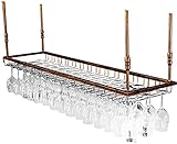 Weinregal Deckenweinregale | Hängender Weinglashalter | Vintage Weinflaschenhalter | Rustikaler Weinhalter zur Wandmontage | Stielglashalter| Höhenverstellbar,Bronze,200 x 45 cm erforderlich