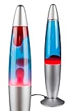 vom Pullach Hof Lavalampe Glühbirne Lavaleuchte Magmaleuchte Retrolampe Lava Leuchte Motion Rocketleuchte Retroleuchte Deko Lampe (rot/blau)