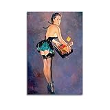 BYJC Vintage-Poster PinUp Girl Zigarette Saleswoman Poster Wandkunst Druck Retro Ästhetische Raumdekoration Gemälde Leinwand Poster für Zuhause und Büro Dekorationen 30 x 45 cm ohne Rahmen