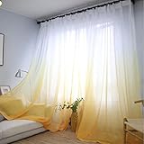 HOTIPS Fenstervorhang mit Farbverlauf für Wohnzimmer, durchsichtiger Stoff, Küche, grüner Tüll, Grauer Voile, weiße Behandlung, X-WP185 # 30-Tulle 05,1PC B350CM X H265CM,Pull Plissee Tape