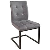 Invicta Interior Design Freischwinger Stuhl Oxford Antik Grau Vintage Gestell Eisen Schwarz Freischwingerstuhl Esszimmerstuhl Konferenzstuhl