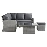 NATERIAL - Gartenmöbel Set Davos Polyrattan - Gartenlounge - 6 Personen - Aluminium - Synthetisches Rattan - Grau - Lounge Set - Garten Sitzgruppe