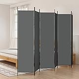 6-TLG. Paravent, JUNZAI Raumteiler, Trennwand, Sichtschutz, Room Divider, Umkleidekabine, Raumabtrennung, Raum Teiler, Faltwand, Anthrazit 300x200 cm Stoff