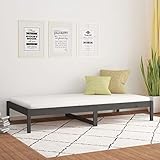 ZEYUAN Tagesbett, Schlafsofa, Couch Mit Schlaffunktion, Bettsofa, Sofa Bed, Sofabett, Daybed, Schlafcouch, Couch Bett, Jugendbett, Grau 90x200 cm Massivholz Kiefer