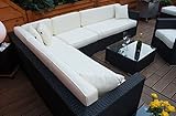 Ragnarök-Möbeldesign PolyRattan Lounge - DEUTSCHE Marke - 8 Jahre GARANTIE auf UV-Beständigkeit - EIGENE Produktion - Garten Möbel incl. Glas und Polster schwarz Gartenmöbel