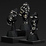 Perfekto24 Skulpturen deko modern - Skulpturen in Schwarz - Denker Skulptur - Schweigen ist Gold Skulptur - Nichts sehen Nichts hören Nichts Sagen Figuren - Skulpturen Set (3er)