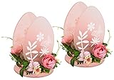Dekorierter Teelichthalter mit Kunstblumen Glaseinsatz Wohnaccessoire Licht Lampe Kerzenhalter Kerzenleuchter Teelicht Stimmungslicht Osterdeko Dekoration Ostern Geschenk Dekoobjekt Ornamente 3D Bild
