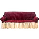 Sofabezug Stretch Mit Rock L Form 3/2/4/U Stück Universal Sofa Überwürfe Jacquard Ecksofa Sofahusse Universal High Stretch Couchbezug Seersucker Armchair Protector Mit Rüschenrock ( Color : 36# , Size