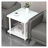 Wohnzimmertische Quadratischer 19,6-Zoll-Beistelltisch, Nachttisch mit 2-stöckigem Ablagefach, Bistrotische for drinnen und draußen, Couchtisch for kleine Räume Couchtisch (Color : White Glass top)