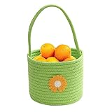 Miake Aufbewahrungskorb aus Baumwollseil - runder Korb für Kinder mit Griff - Leerer Geschenkkorb, dekorativer runder Korb für Badezimmer, Schlafzimmer, Kinderzimmer