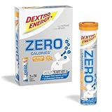 Dextro Energy Zero Calories - 3x20 Tabletten (3er Pack) - Orange - Leckeres VEGANES ELEKTROLYT GETRÄNK mit MINERALSTOFFEN Kalium, Chlorid, Calcium, Magnesium, Natrium - ANTI (MUSKEL-)KATER, ZUCKERFREI