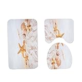 Alipis 3 1 Badezimmermatten-Set Strand-Sets Teppich-Set Wc-Vorleger Wc-Bodenmatten-Set Toiletten-Bodenmatten-Set Teppich-Matten-Muschel-Badezimmermatte