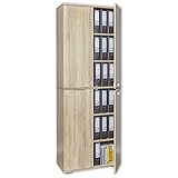 Aktenschrank abschließbar - Ordnerschrank - Büro Möbel B 80,2 cm x H 214,7 cm x T 35 cm - Bücherschrank - Sonoma-Eiche [Funktional, Stabil, Viel Platz für Ordner] Büroschrank