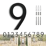 YLYOUNI Edelstahl Hausnummer - Straßennummer und Türnummer - Moderner Schwebender Aussehen und Einfache Installation - Höhe 18,30cm - Ziffer 9